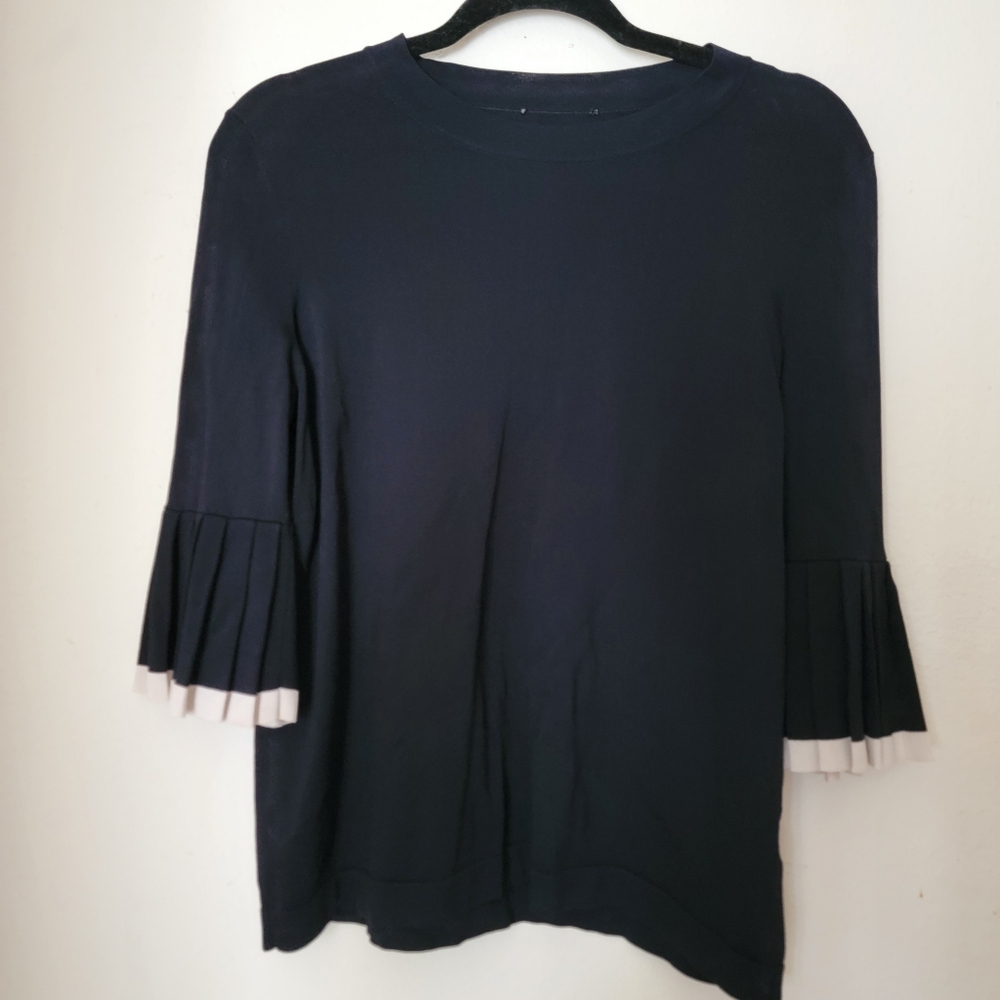 COS black pleated sleeve blouse top
